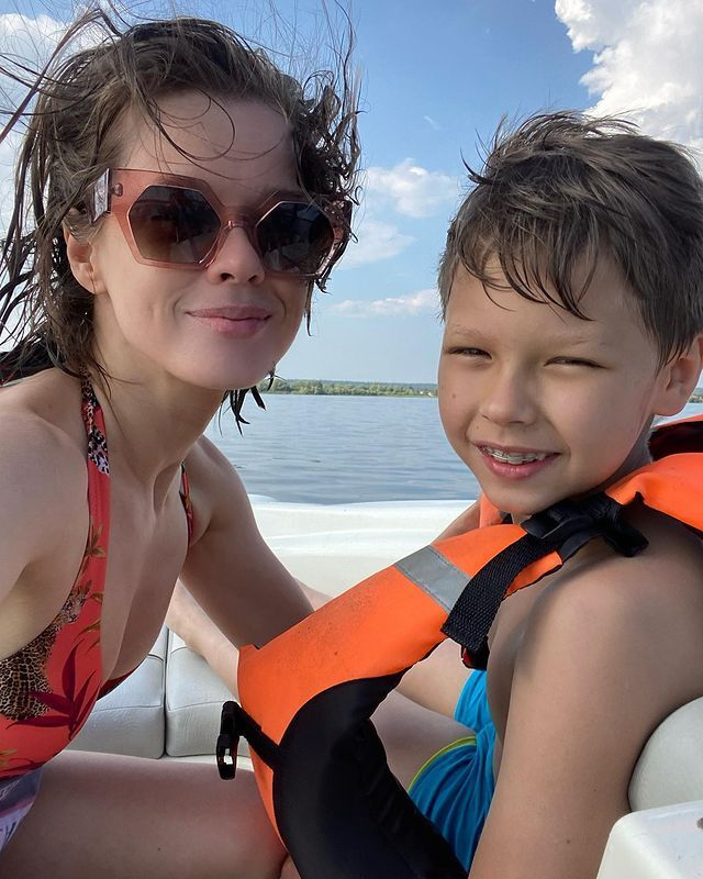 Катерина Шпица на отдыхе с сыном