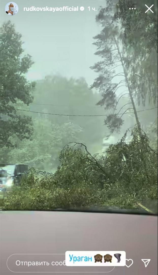 49-летняя продюсер Яна Рудковская сообщила, что попала в ураган в Москве