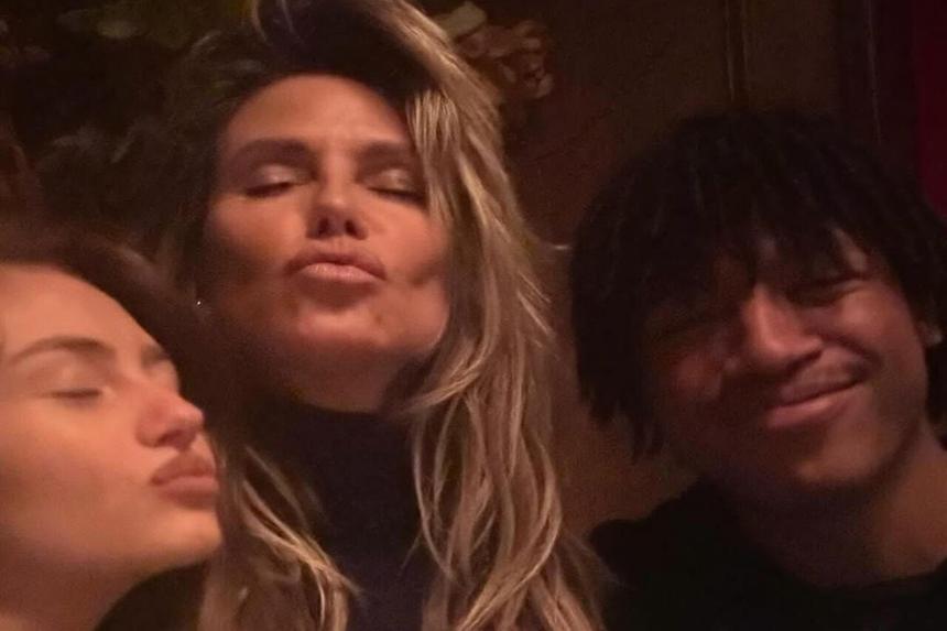 Хайди Клум с сыном Генри и доченью Лени